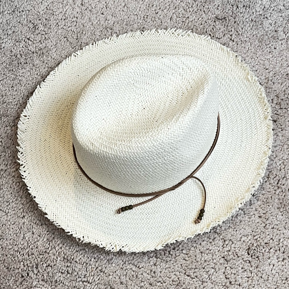 Hat Attack Straw Sun Hat Woven One Size Frayed Edge Packable Beach Outdoor - Picture 4 of 10